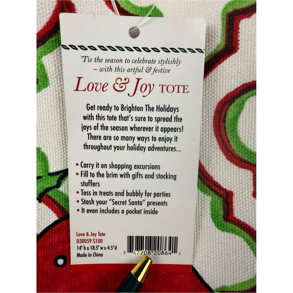 Brighton Love & Joy Canvas Holiday Tote | NWT - Picture 2 of 8